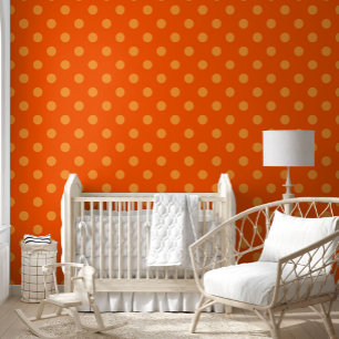 Papel Pintado Diseño Del Patrón De Puntos De Polka En Naranja Pr