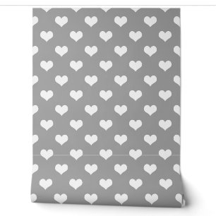 Papel Pintado Diseño del patrón del corazón del amor blanco gris