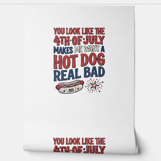 Papel Pintado Diseño divertido de camiseta patriótica de hot dog