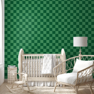 Papel Pintado Diseño elegante de tablero de ajedrez verde