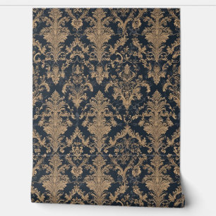 Papel Pintado Diseño elegante del patrón de damasco dorado