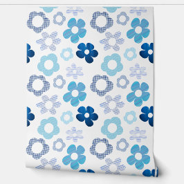 Papel Pintado diseño floral en tonos azules