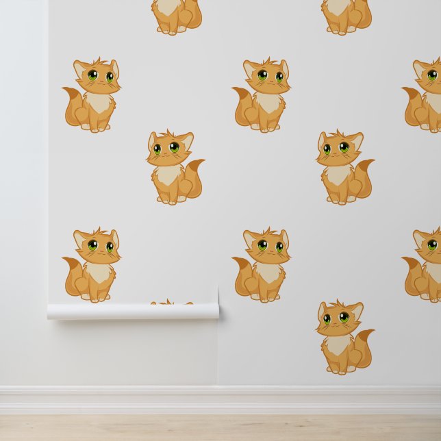 Papel Pintado Diseño Fluffy Naranja Cats (Solicitud)