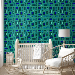 Papel Pintado Diseño geométrico azul y verde