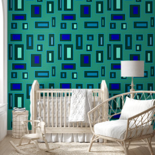 Papel Pintado Diseño geométrico azul y verde