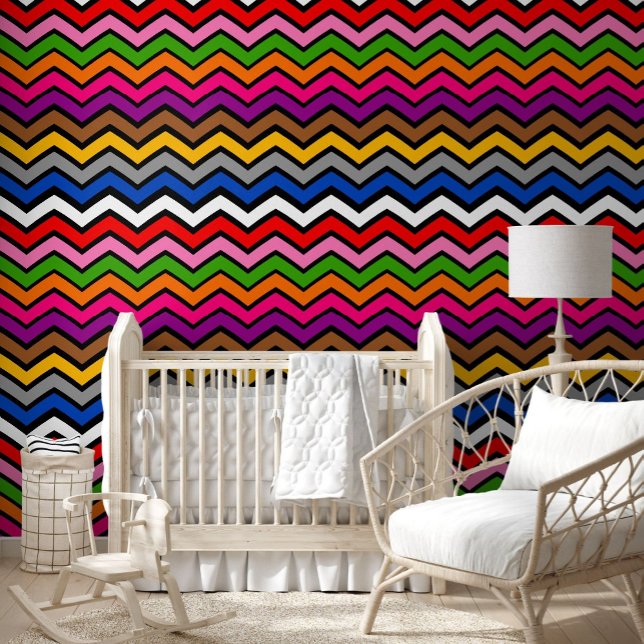 Papel Pintado Diseño negro de zigzag Chevron multicolor (Subido por el creador)