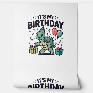 Papel Pintado Diseño vectorial de fiesta de cumpleaños de tortug