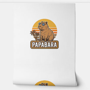 Papel Pintado Diseño vectorial PAPABARA Capybara padre retro_1