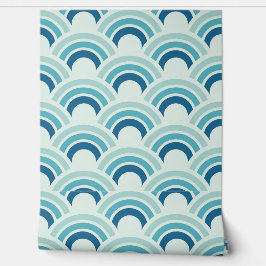 Papel Pintado Diseño verde azulado de olas arcadas