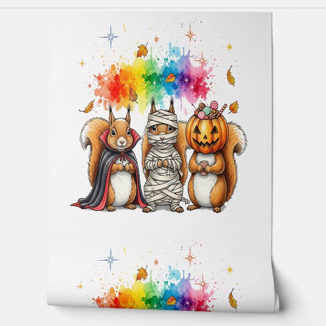 Papel Pintado Disfraz de ardillas lindas de Halloween (Desenrollar)