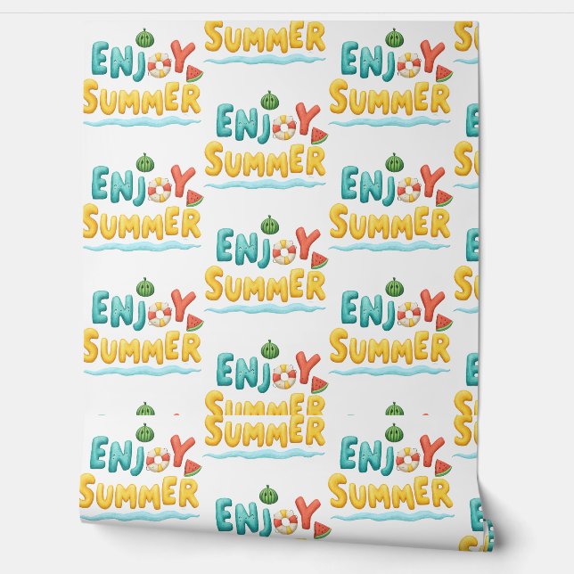 Papel Pintado Disfrutar del Ilustracion de texto de verano (Desenrollar)