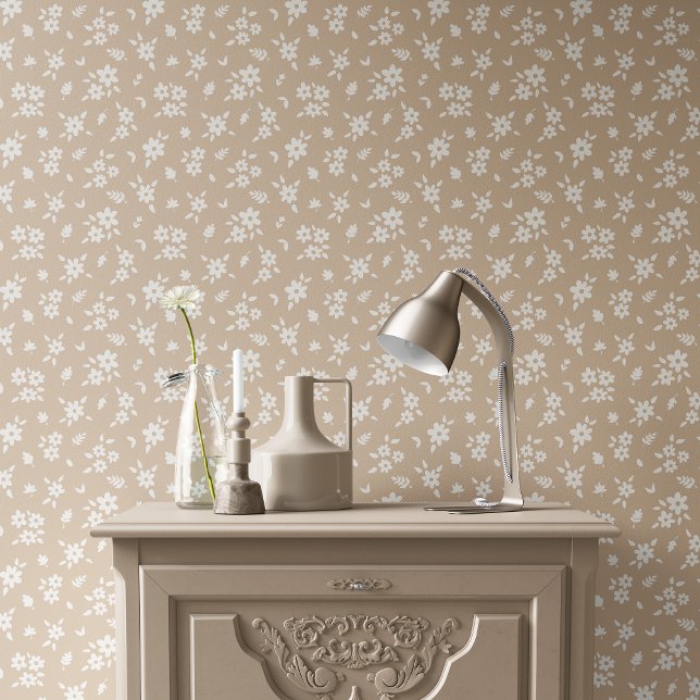 Papel Pintado Ditsy Floral Muted Neutral Soft Pale Tan Taupe (Subido por el creador)