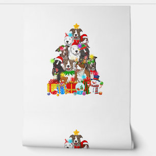 Papel Pintado Divertido árbol de Navidad de Pitbull ilumina a pe