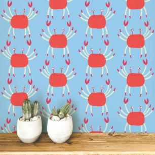 Papel Pintado Divertido cangrejo bailarín patrón costero
