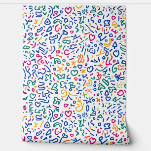 Papel Pintado Divertido doodle de formas vibratorias coloridas