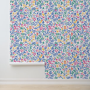 Papel Pintado Divertido doodle de formas vibratorias coloridas