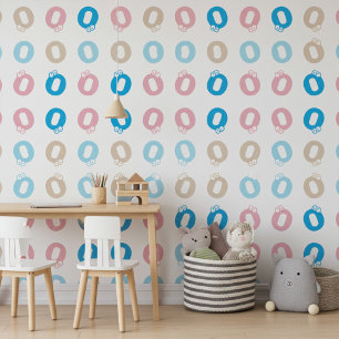 Papel Pintado Divertido elegante Monogramado Niñas Azules Rojas