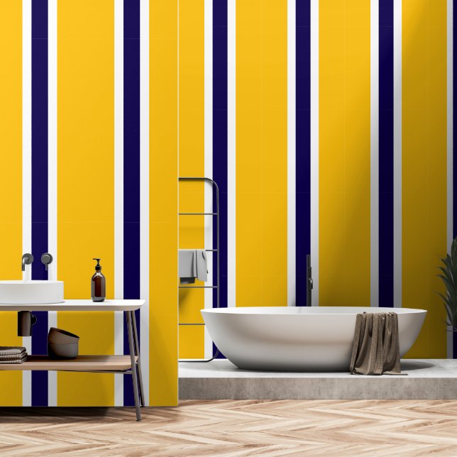 Papel Pintado Divertido Nautical Amarillo Brillo de la Marina Az (Baño)