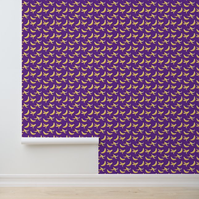 Papel Pintado Divertido patrón de plátano amarillo retro editabl (Solicitud)