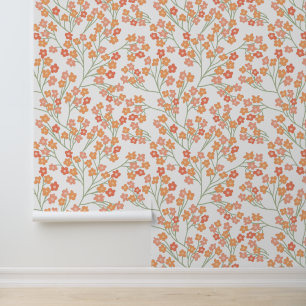 Papel Pintado Divertido Patrón Simple de Flor de Naranja
