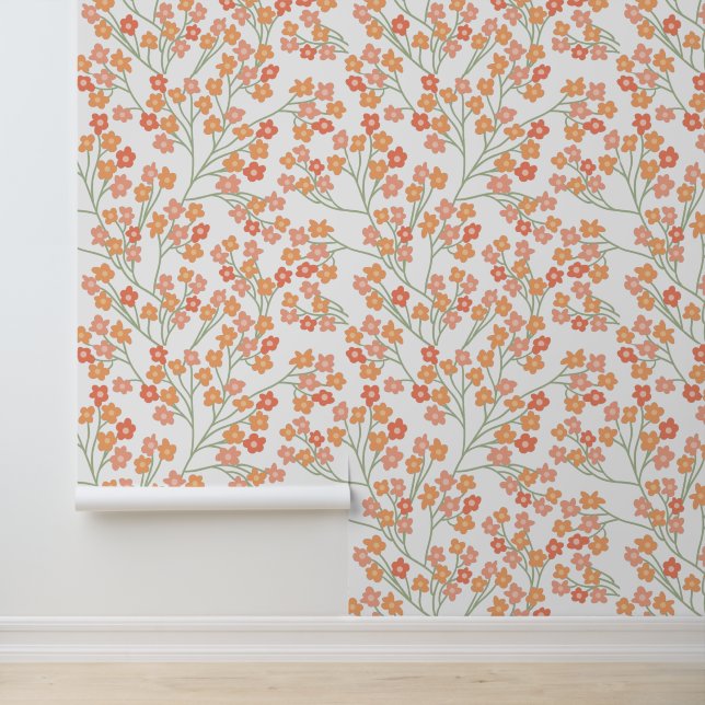 Papel Pintado Divertido Patrón Simple de Flor de Naranja (Solicitud)