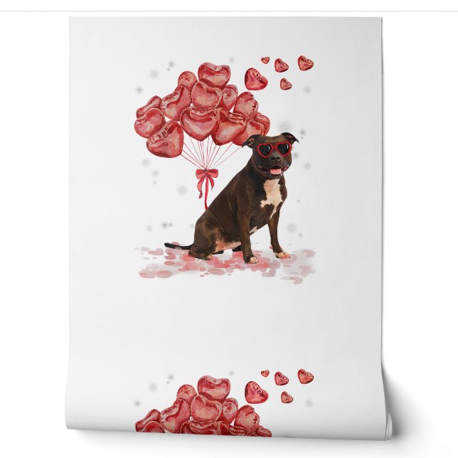 Papel Pintado Diviértete Pitbull Corazón Día de San Valentín Pap (Desenrollar)