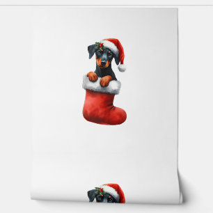 Papel Pintado Doberman Pinscher En Navidades De Muerte Santa Hat