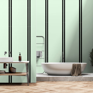 Papel Pintado Doble franjas negras en verde pálido
