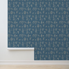 Papel Pintado Dogs Lady Toile de Jouy Turquoise oscuro