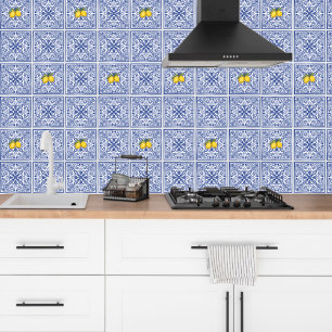 Papel Pintado Dolce Vita Meditarrean Azul y Limones Baldosas Ita