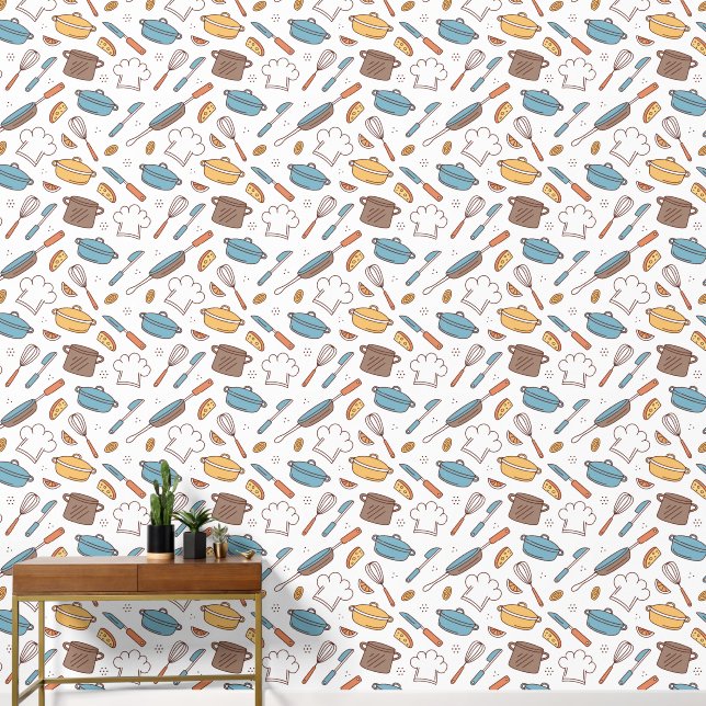 Papel Pintado Doodle de la cocina alegre (Pasillo)