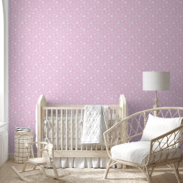 Papel Pintado Doodles blancos de margarita en rosa