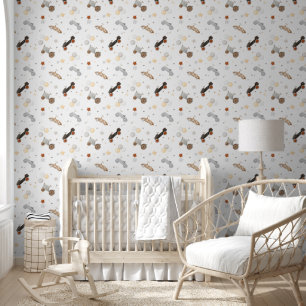 Papel Pintado Dormitorio de coches de juguete retro vintage acua