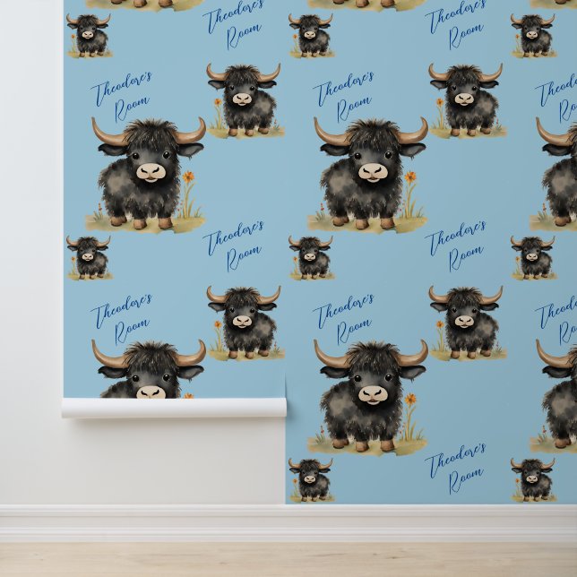 Papel Pintado Dormitorio Highland Cow Cute Boys (Solicitud)