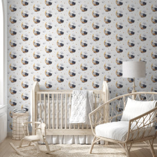 Papel Pintado Dormitorio infantil tejón lindo durmiendo en la lu