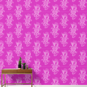 Papel Pintado Dragon Chinese Style Hot Pink