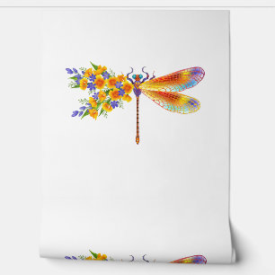 Papel Pintado Dragón de flores amarillas