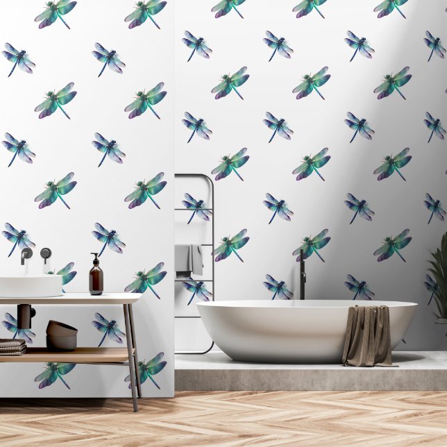 Papel Pintado Dragonflies verde azul (Baño)