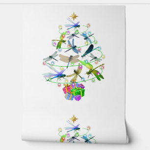 Papel Pintado Dragonfly Árbol de Navidad Xmas Ornamentos Luces