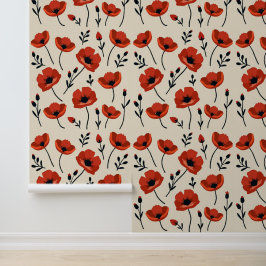 Papel Pintado Dramática colección de amapolas | Botánico minimal