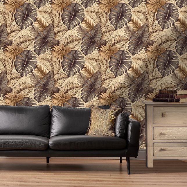 Papel Pintado Dramático Foliage moderno Gold ID1051 (Subido por el creador)