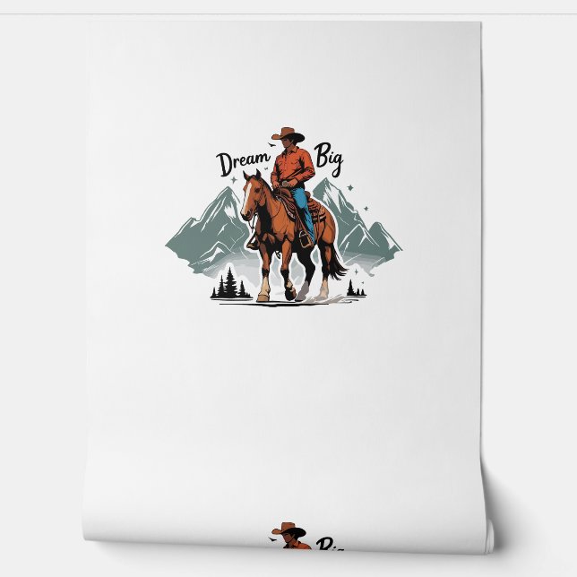 Papel Pintado Dream Big- Cowboy Montando Caballo (Desenrollar)