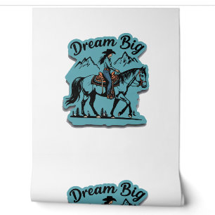 Papel Pintado Dream Big-Cowgirl Riendo Caballo