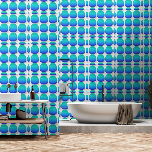 Papel Pintado Droplas de vidrio gradiente azul Aqua (Baño)