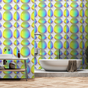 Papel Pintado Droplets de vidrio azul amarillo arcoiris