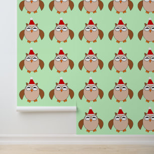 Papel Pintado Dulce Búho de Navidad Estampado