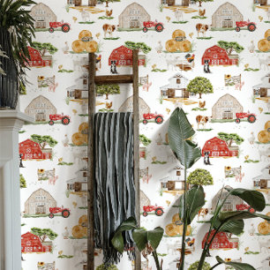 Papel Pintado Dulce granja de estilo acuarela Casa de campo