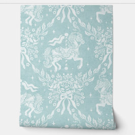 Papel Pintado Dusty Aqua Rococo Carousel Horses & Florals 