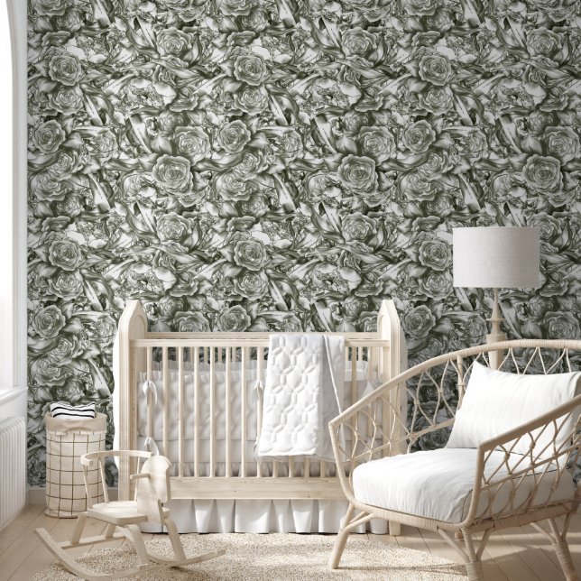 Papel Pintado Dusty Green Florals Baby Nursery (Niños)