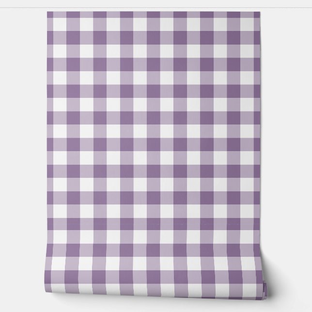 Papel Pintado Dusty Lilac Gingham Check Green Buffalo Plaid (Desenrollar)